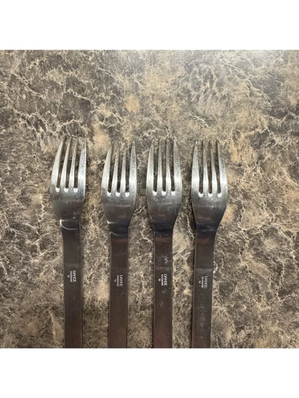 4 Dansk Thebe Stainless Salad Forks Japan Satin Ribbed Flatware Replacement